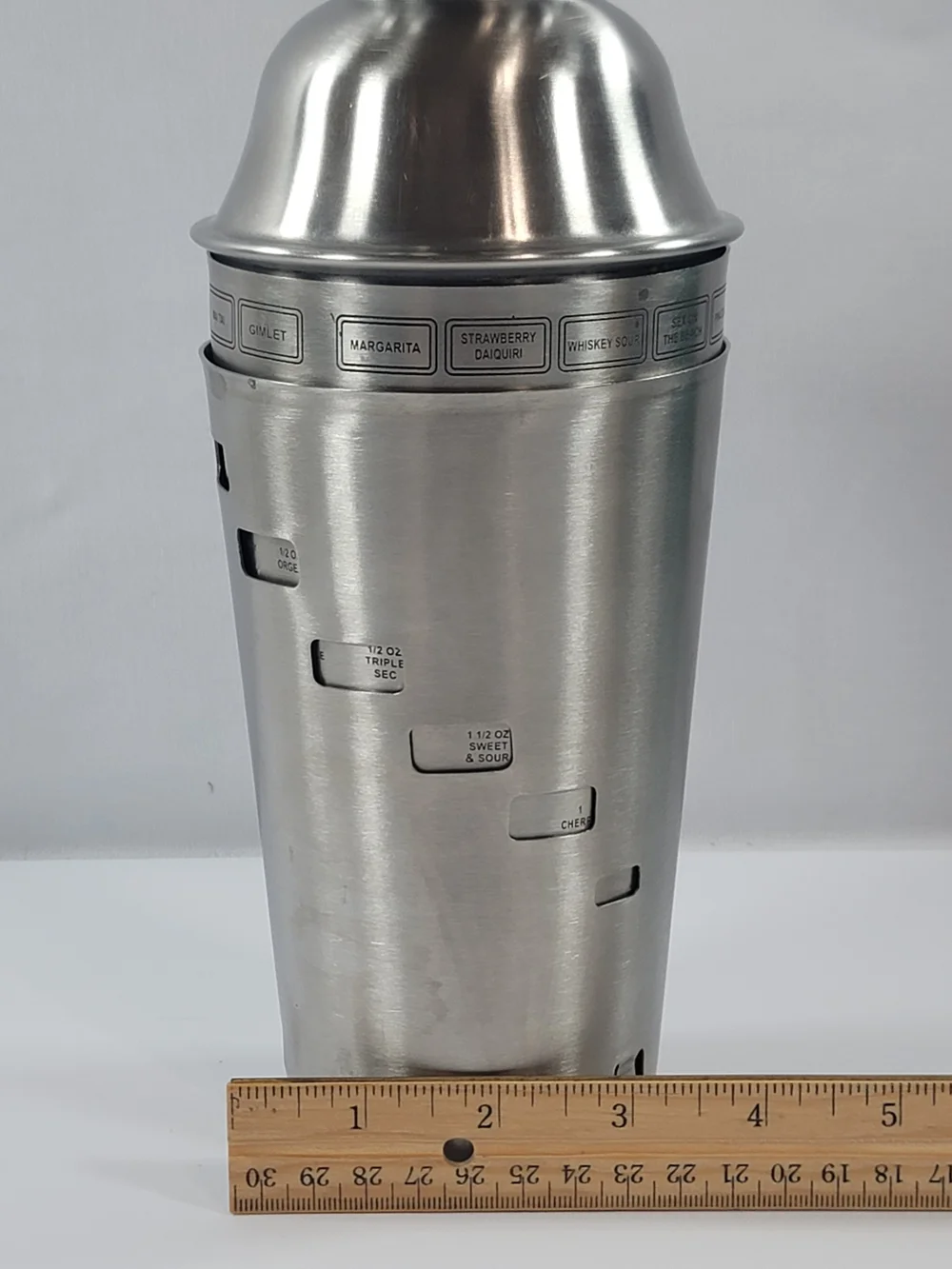 Dial A Drink Cocktail Shaker - Stainless Steel 15 Recipes Strainer